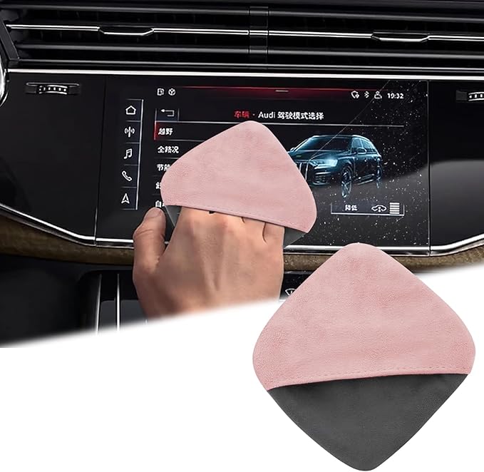 Car Screen Cleaner, 4.1''×4.1'' Microfiber Dashboard Wipes, Square Microfiber Cloth, Car Display Wipes,Vehicle Screen Cleaner Tool universal for Car Dashboard Car Display Car Interior Tools (Pink)