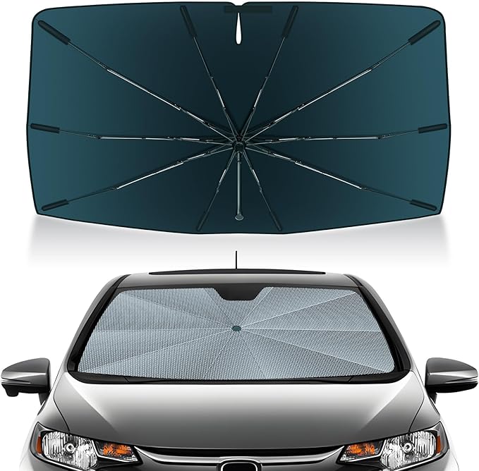 Autorder Windshield Sun Shade Umbrella for 2015-2020 Honda Fit Accessories,Upgraded Ice Crystal Material,Easy Setup Umbrella Sunshade for Car Windshield,100% Sun Blocking