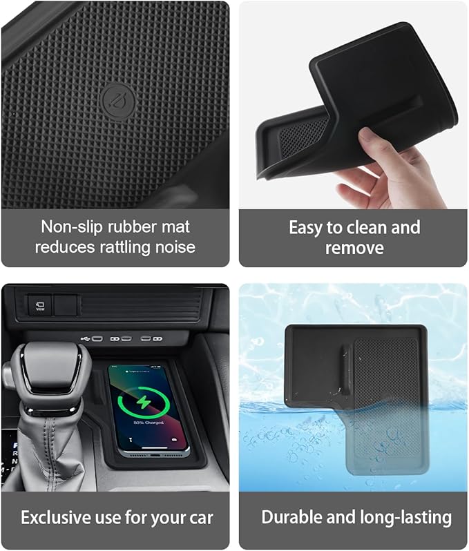 CDEFG 2024 2025 Land Cruiser Center Console Wireless Charging Protective Mat for 2024 2025 Toyota Land Cruiser Prado 250 J250 LC250 Accessories Silicone Non-Slip Pad (Only for Left-Hand Drive)