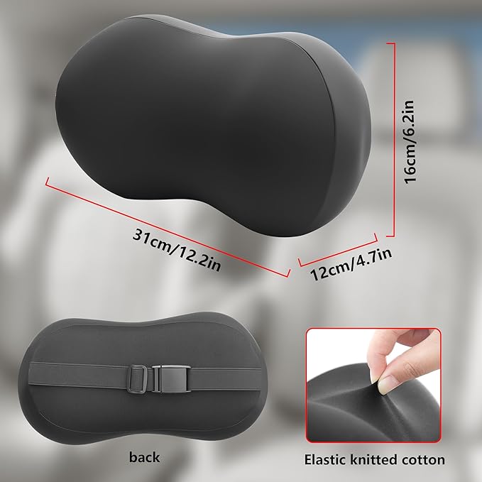 2 Pack Car Neck Pillow, Breathable Neck Support Pillow for Driving, Soft Memory Form and Ergonomic Design Fits Most Cars SUV Sedan Home Office (Black)