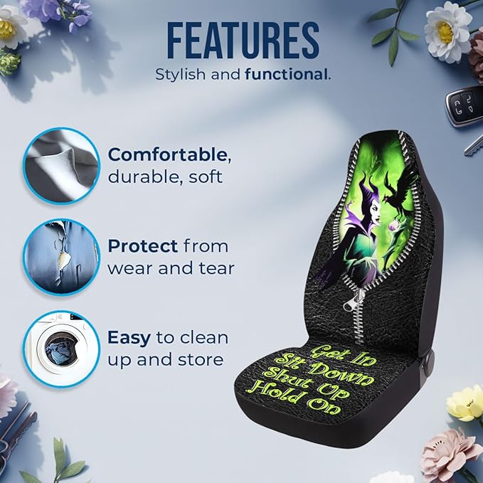 GENANY Evil Queen Car Seat Covers Set of 2, Breathable Front Seat Covers for Truck Sedan SUV, Movie Themed Car Accessories, Witchy Gift for Women Men