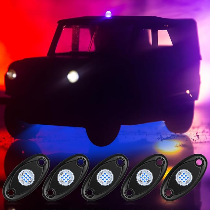 Macarrie 12 Pods Rock LED Lights for Car SUV Underglow Lights Waterproof Neon Trail Rig Lamp Lighting for Truck Motorcycle Boat ATV UTV and More(Blue)