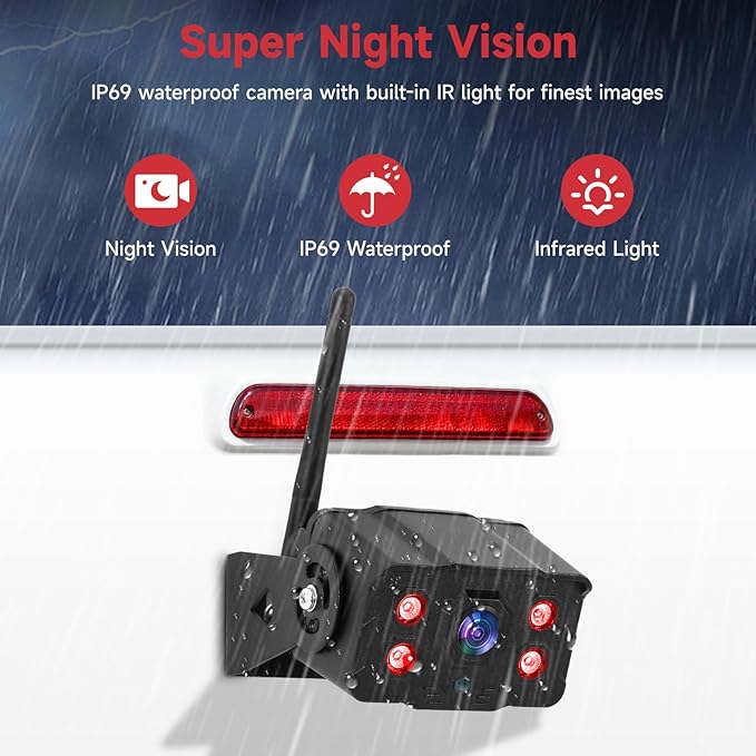Wireless RV Backup Camera System, 9" 1080P DVR Monitor with 4 IP69 Waterproof Night Vision Side Rear View Back Up Cameras for Trailer Truck Camper Compatible with Furrion Mount