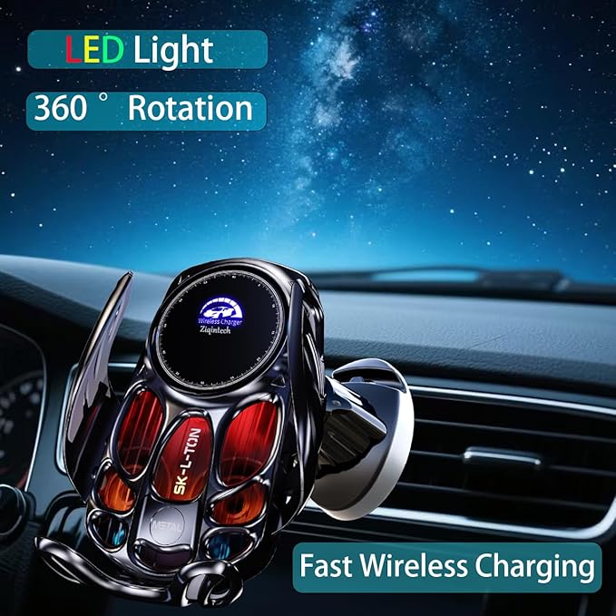 Ultimate Phone Holders for Your Car Wireless Charger, Cute Car Phone Holder,Auto-Clamping Mount Vent Goth Accessories Cradle for iPhone/Samsung Galaxy/Moto/Pixel