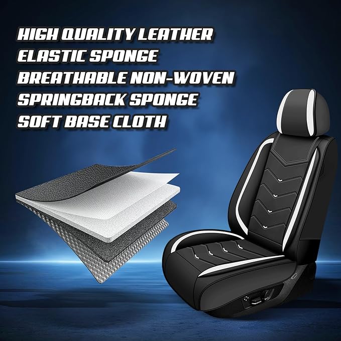 Car Seat Covers for Mercedes-Benz S-Class 2005-2026, Premium Nappa Leather Car Seat Cover, Stylish Sport Seat Covers， Automobile Seat Cover Sets.(Standard 2 Seats/Black White)