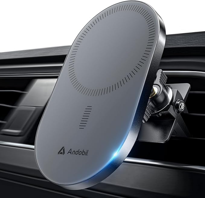 andobil 2026 Upgraded for Magsafe Car Mount [Biggest Panel, Big Phone Friendly] 360° Rotation Magnetic Phone Holder for Car Vent Suitable for iPhone 17/16/15 Pro Max Samsung S25/S24 (Grey)