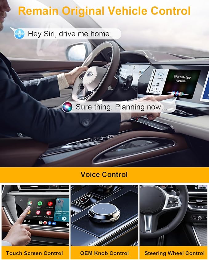 Wireless CarPlay Adapter, 2025 Upgraded 5-in-1 Apple CarPlay Wireless and Android Auto Adapter Support Netflix/YouTube/TF Card, Magic Car Play Ai Box for Cars from 2016 & iPhone iOS10+ Android