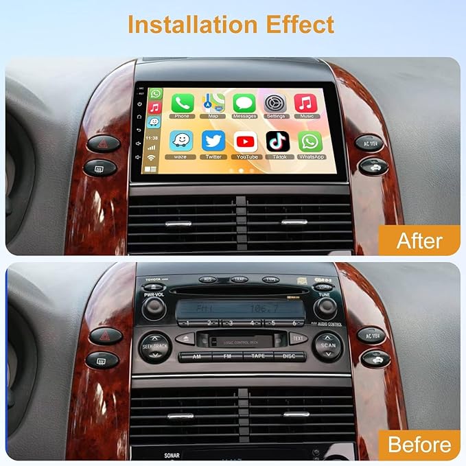 Android 13 Car Radio Stereo for Toyota Sienna 2004-2010, Wireless Carplay&Android Auto with 4G+64G Support Bluetooth/Voice Control/GPS/WiFi/Back-up Camera/SWC/FM, 9 Inch IPS Touch Screen for Sienna