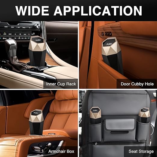 Car Trash Can with Lid - 1-Pack, Interior Accessories for Vehicles, Leakproof Garbage Can with 15 Detachable Trash Bags, Multipurpose Organizers and Storage Solutions for Home and Office