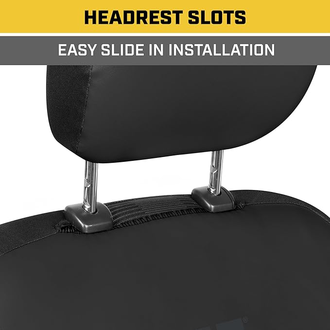 CAT PU Leather Seat Covers for Cars – (2) Front Seat Covers with (4) All-Weather Heavy-Duty Floor Mats for Trucks, Cars, & SUVs Combo Set – Car Interior Protection Liners for Car Seats and Floors