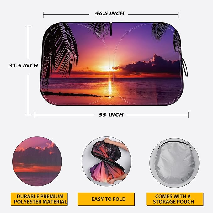 Car Windshield Sun Shade - Reflector Sunshade Offers Ultimate Protection for Car Interior, Cool Reflective Sun Blocker Fits Small Sedans, Mini SUVs