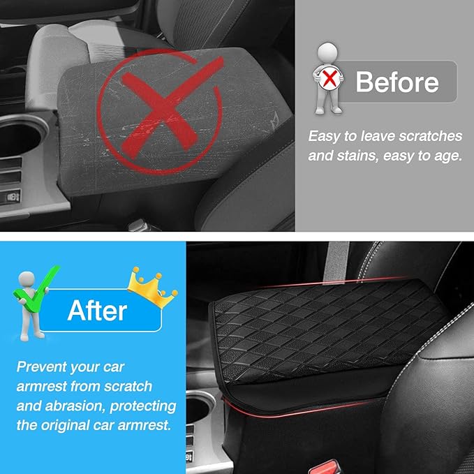 FIILINES Center Console Cover for Toyota 4Runner 2010-2024, Armrest Cover Pad Cushion 4Runner Accessories Armrest Cover Anti-Scratch Black