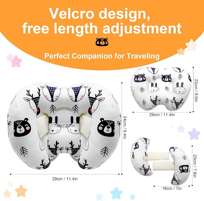 KAKIBLIN Baby Support Pillow, Head and Neck Support,Banana Neck Pillow for Baby, Travel Pillow for Neck Support, Adjustable Stroller Head Pillow for Kids Toddler