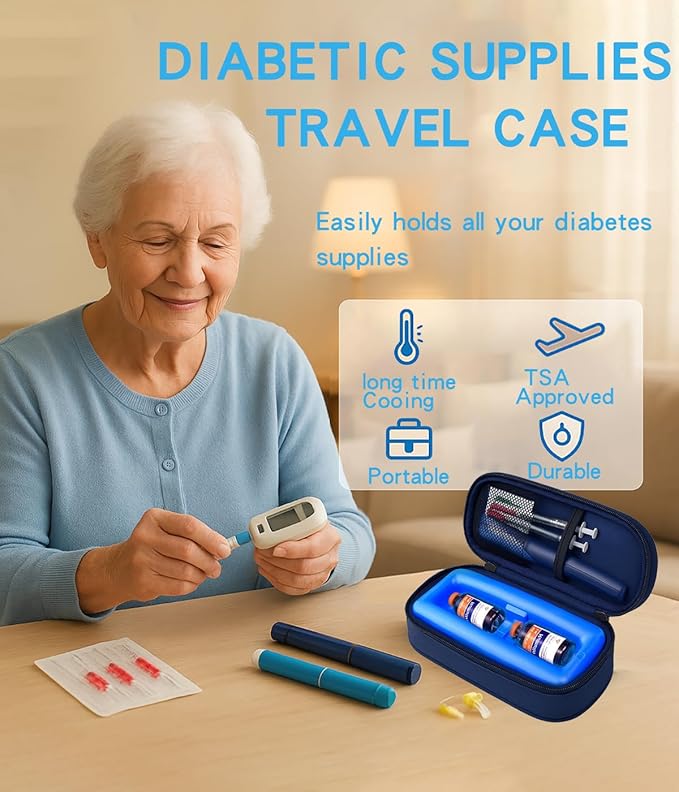 Insulin Vials Cooler Travel Case: TSA Approved Medication Diabetic Cooler for Travel, Insulated Cooling Bag for Insulin Pens, Diabetic Small Bottle Protector Kit with Protective Ice Brick