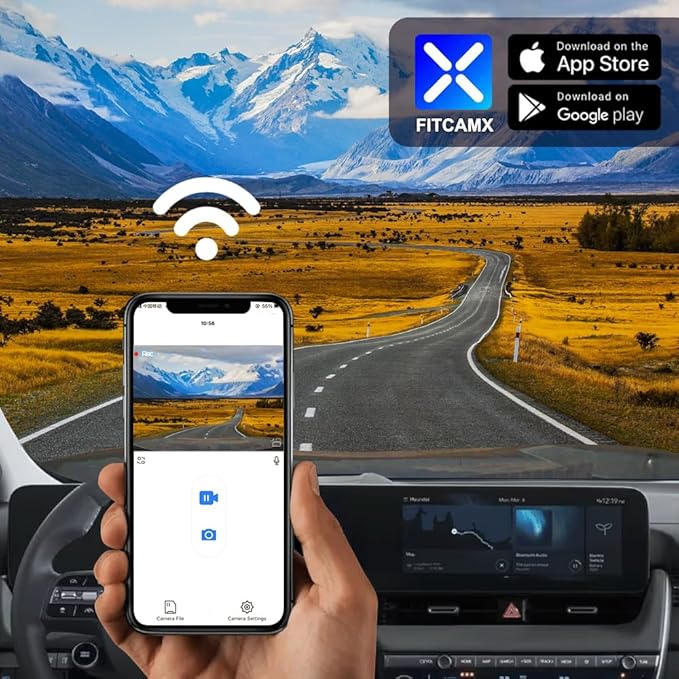 Fitcamx Front 4K+Rear 1080P Dash Cam Adapts for Hyundai Ioniq 5 2025-2026 (7 Vents/HD2-Ni000) & 2025 Ioniq 5 N, OEM Look, Dual HD Video, WiFi & APP, Loop Recording, G-Sensor, Easy to Set, 128GB Card