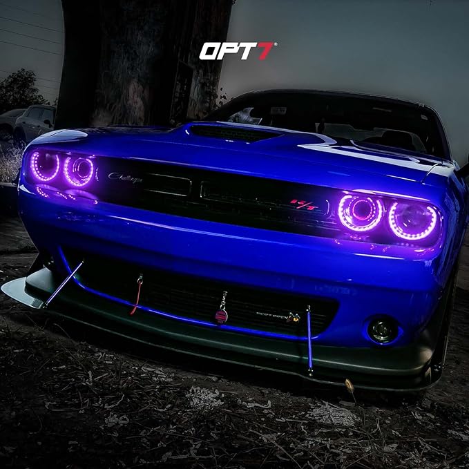 OPT7 Aura Halo Accent Lights for 2008-2023 Dodge Challenger with Remote Control, 12" Multi-Color LED Strip, Car Neon Lighting Kit