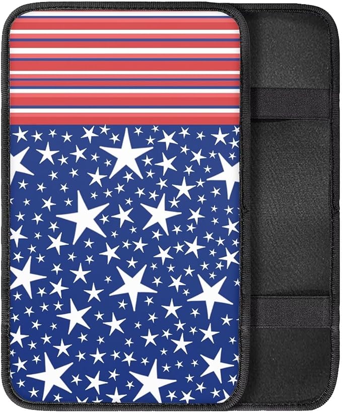 Auto Center Console Cover,American Flag Car Armrest Box Pad, Soft Auto Armrest Seat Box Cover Protector for Most Vehicle SUV Truck Car