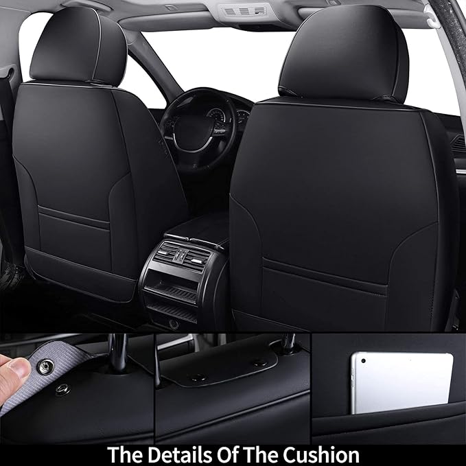 Coverado Front Seat Covers, Universal Seat Covers for Cars, Breathable Fabric&Leather Car Seat Protector, Front Car Seat Covers, Seat Covers Waterproof, Driver Seat Cover Fit for Most Cars, BlackRed