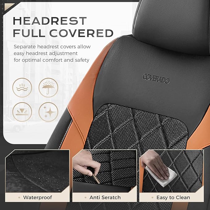 Coverado Car Seat Covers, Seat Covers Full Set, 5 Seats Automotive Seat Cover, Mesh Breathable Seat Protectors, Universal Fit for Most Cars