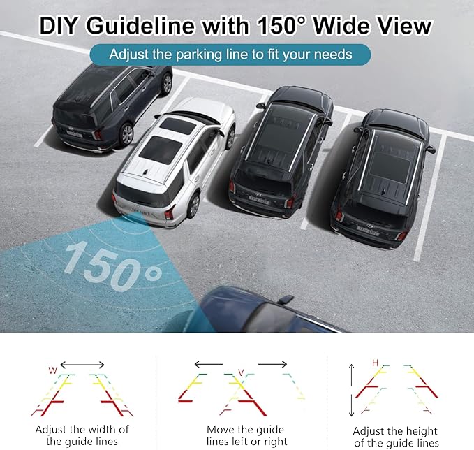 Wireless Backup Camera Kit for Trucks, 5 Inch 1080P HD Image,IP69 Waterproof, Color Night Vision, Adjustable Parking Line, License Plate Reversing Camera for for Trucks Car, Small RV, Pickup