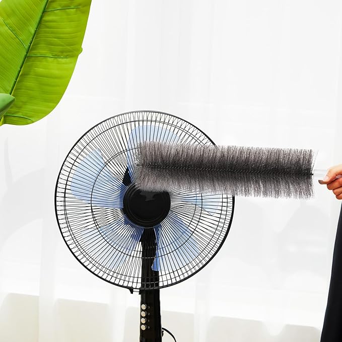 Sliner 2 Pcs Fan Cleaning Brush Bendable Fan Duster Cleaner Reusable Cobweb Duster Microfiber Head Dirt Remover for Ceiling Fans Blades, Air Vents, Curtains, Cars, Shutters (Gray)