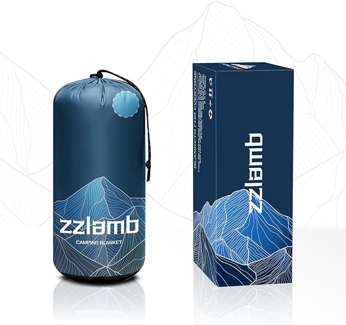 zzlamb Camping Blanket for Cold Weather,Outdoor Puffy Blanket Portable Down Alternative,Windproof Warm Cloak with Snaps,Cozy Quilt Backpacking Picnic RV Travel Plane Car Hammock Beach Climbing