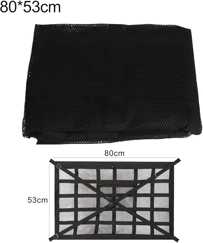 Large Capacity Car Ceiling Mesh Roof Storage Bag Breathable Luggage Net For SUVs Vans Trucks And Cars (80x53cm)