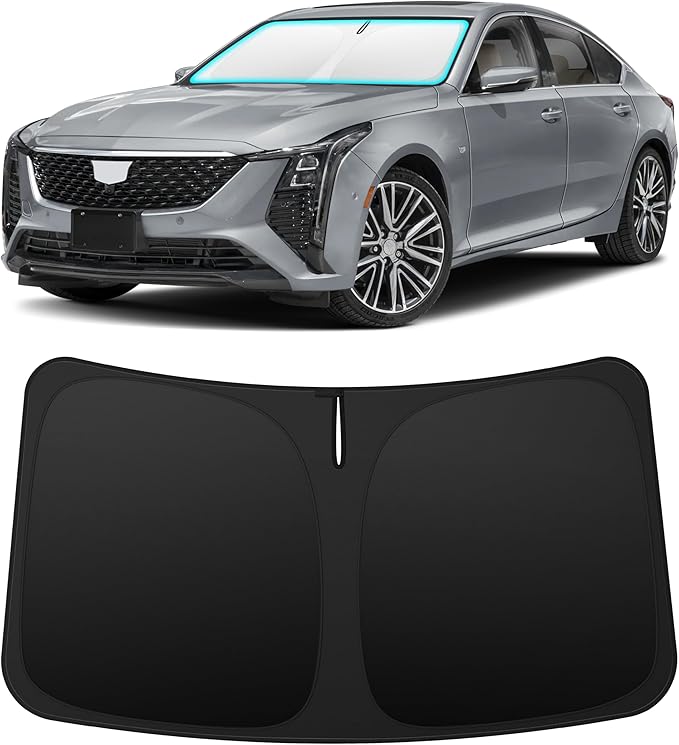 INSAUTO Custom Fit Windshield Sun Shade Accessories for Cadillac CT5 2020-2026, Foldable Front Window Sunshade, UV & Heat Reflector, Keeps Interior Cool, Includes Storage Bag