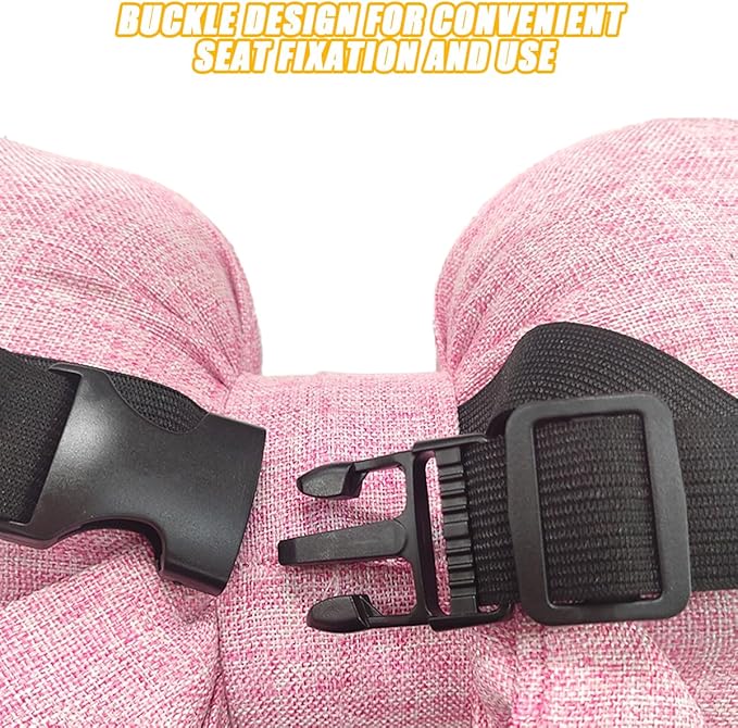 Bow Car Headrest Pillow, Breathable Memory Foam Vehicle Neck Pillow with Adjustable Strap, Ergonomic Auto Neck Support Cushion for Pain Pressure Relief, Universal for Most Cars (Pink)