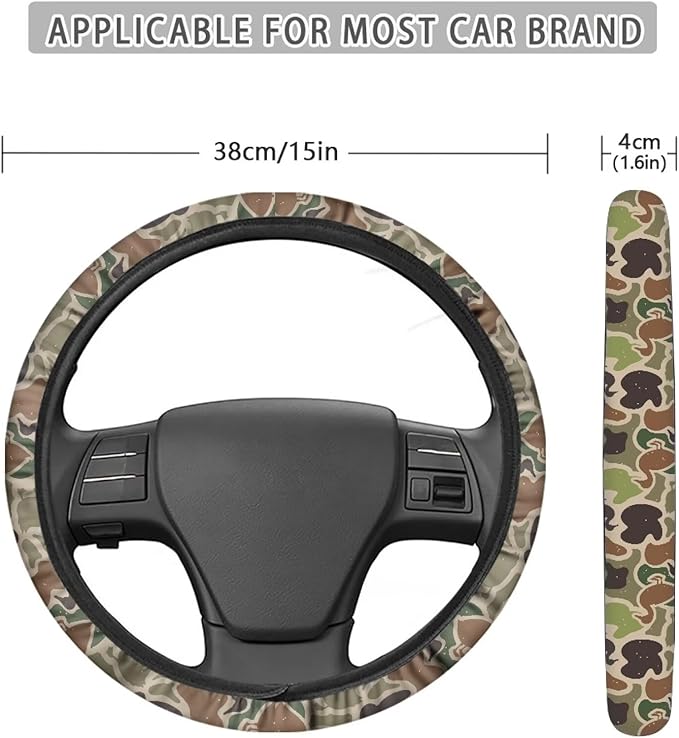 SEANATIVE Duck Camouflage Car Steering Wheel Cover Universal Car Accessory for Diverse Cars Neoprene Dust Cover for Steering Wheel