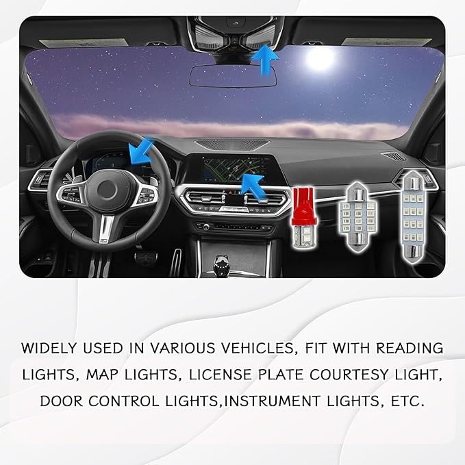 24PCS LED Interior Car Lights, Interior Car Lights Dome Light Set T10 31 mm 42 mm Replacement Bulbs for Top Map Dome Tail Cab Lights and License Plate Courtesy Lights Accessories (Red)