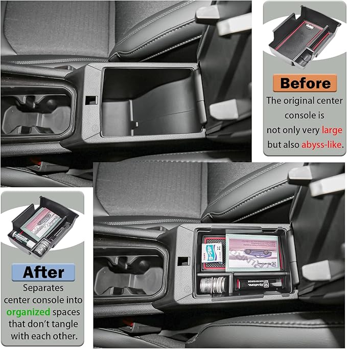 RUNROAD Center Console Organizer Tray Compatible with Jeep Compass 2022 2023 2024 2025 Accessories, Coin Holder Armrest Tray Secondary Storage Box Insert Console Organizer Card, Red (NOT For Ltd)