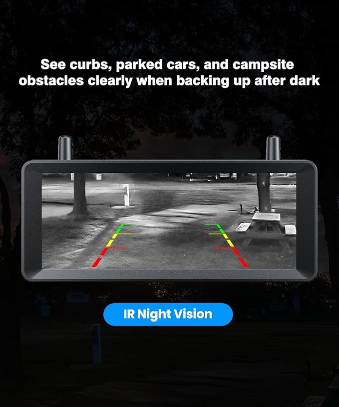 AUTO-VOX Wireless RV Backup Camera: 30Min Plug and Play Setup, Smooth Live View Even Past 60ft, 7.2" 1080P DVR Monitor, Super IR Night Vision Back up Camera Works with Pre-Wired RV, 5th Wheel, Trailer