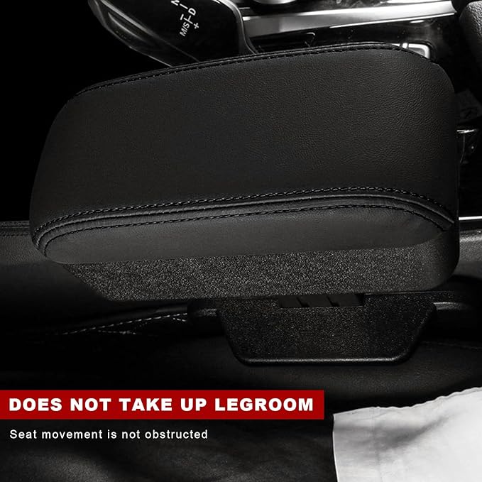 Car Armrest Storage Box with Cup Holder, Adjustable Leather Auto Seat Gap Filler Armrest Extender Pad, Liftable Forearm Wrist Support Center Console Storage Case for SUV Truck (Black)