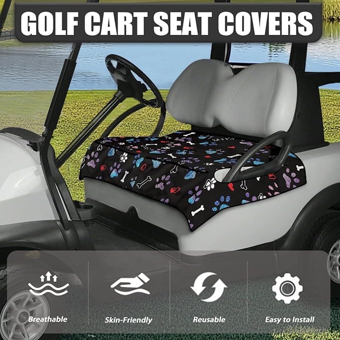 Biyejit Golf Cart Seat Covers with 4 Pockets Golf Cart Seat Towel Blanket Fits 2-Seat Golf Carts, Golf Cart Accessories