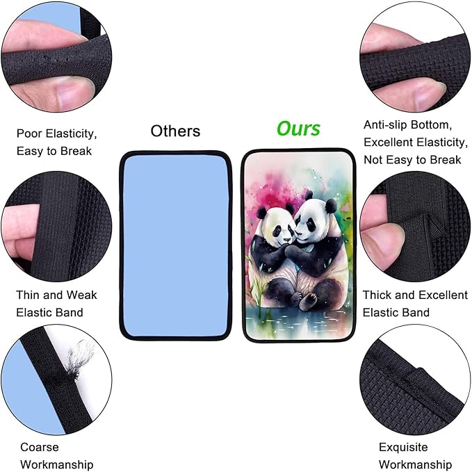 Car Armrest Cover Pads Universal Fashion Cute Auto Center Console Armrest Cover Pad with 2PCS Car Coasters Soft Waterproof Car Armrest Seat Protector for Women Girls, Cute Panda