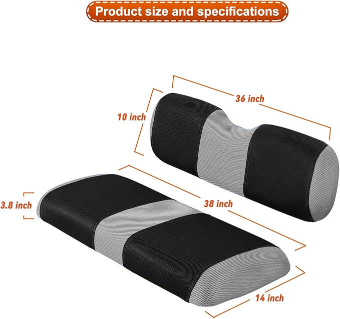 Universal Golf Cart Rear Seat Cover Dress Up for Older Golf Carts - Durable, Breathable Material, Fits Like a Glove for EZGO, Club Car and Yamaha, Easy to Install, Black