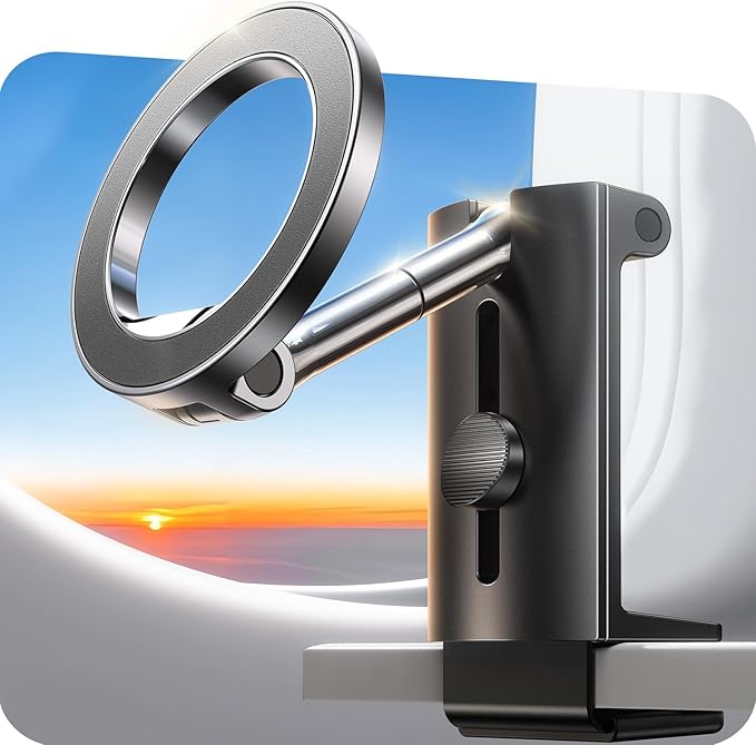 Coolpow for Magsafe Airplane Phone Holder Mount【Strong Magnet】Airplane Travel Essentials Plane Phone Holder Long Flight Essentials,Universal Cell Phone Stand Desk Mounts for iPhone 16 15 Pro Max 14 13