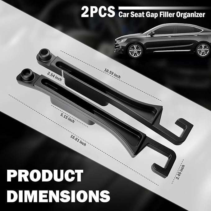 2PCS Car Seat Gap Filler Organizer with Car Glasses Holder,Multi-Function Cars Gap Seat Filler with Hooks,Storage Slots,Universal in Between Cars Seats Catcher for Gaps Filling