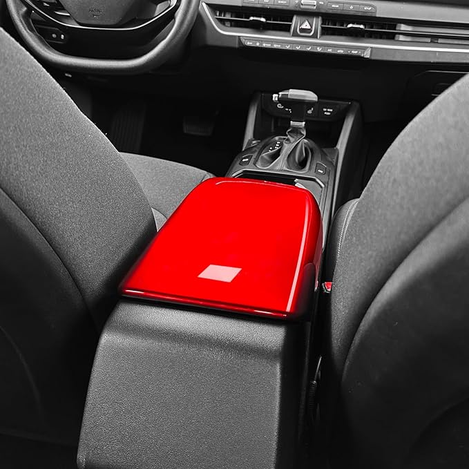 ABS Car Central Console Armrest Cover Armrest Cushion Cover Center Console Box Pad Compatible with Kia K4 2025-2026 Accessories (Glossy Red Style)