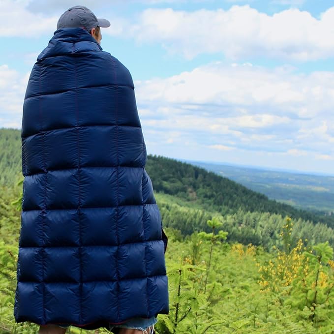 Horizon Hound Puffy Down Camping Blanket - Outdoor Travel Quilt | Sustainable, Insulated, Lightweight & Warm Gear for Sleep, Camping, Stadium, Hiking & Festivals | Water Resistant, Packable & Compact