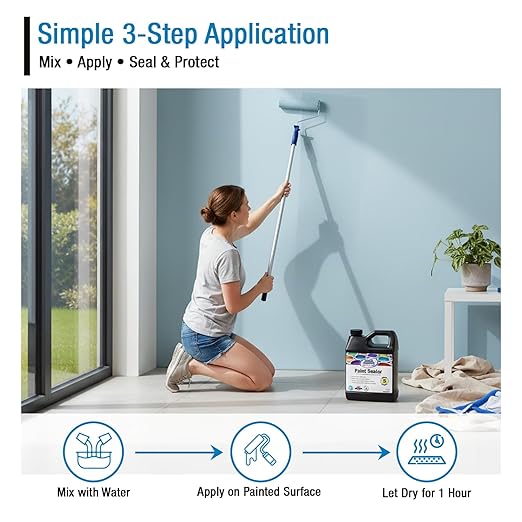 RainGuardPro Acrylic Paint Sealer 5 Gallons | Indoor Outdoor Protection | Water-Based, VOC-Free | Shields Surfaces from Water, UV, Weather | Easy Application | Semi-Satin Finish