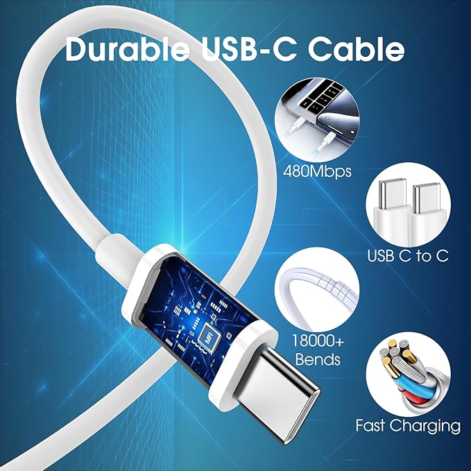 iPhone 17 16 15 Charger Fast Charging Type C Chargers 40W USB C Charger Block iPhone 17 16 15 Air Pro Max Chargers with 6FT Cable for iPhone 17/17 Plus/17 Pro Max/16 Plus/16 Pro Max/15 Max/iPad Pro