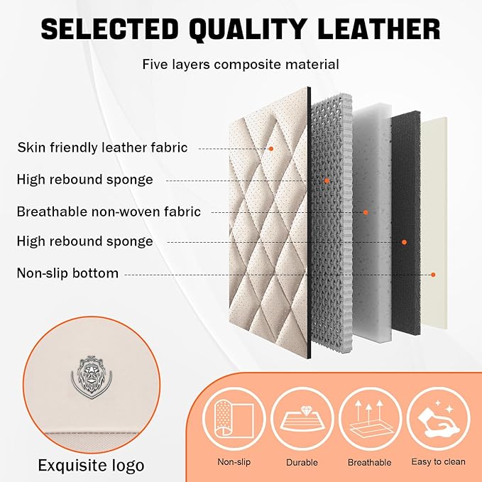 Car Seat Covers Compatible with Toyota Camry 2012-2026 Durable Waterproof Automotive Seat Covers Stretchable Fabric Material, Airbag Compatibility, Premium Nappa Leather(Full Set, Beige Brown)