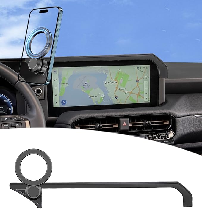 Magnetic Car Phone Mount for 2024-2026 Toyota Land Cruiser LC250 Accessories,for MagSafe Strong Magnets Cell Phone Holder 8/12.3-Inch Screen Cradles, with Portable Phone Gripper 360° Rotation