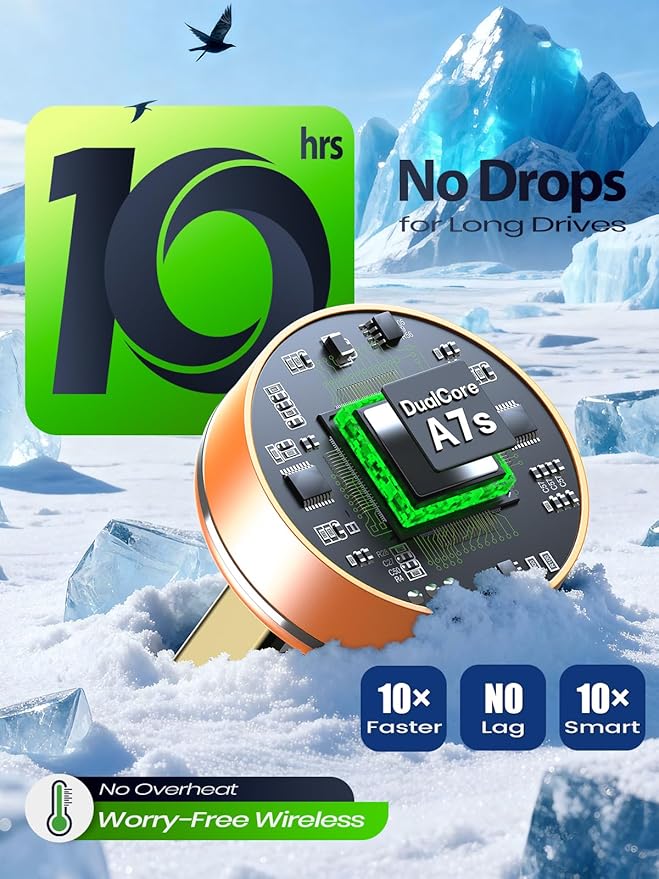 Wireless CarPlay Adapter, One-Click User Switch, Plug & Play, Converts Wired to Wireless Car Play Dongle, Fast & Stable for Cars 2016+ with Built-in Wired CarPlay & Android Auto Orange