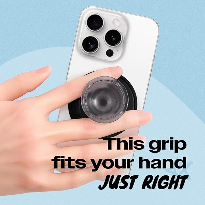 On The Grip Compatible with Magsafe Ultra-Thin Collapsible Phone Grip – Sleek Magnetic Phone Holder for iPhone & Android, 360 Rotation, Wireless Charger Compatible, Durable & Portable (Black)
