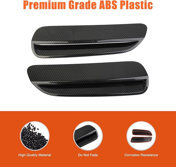 ABS Car Front Hood Vents fits Exterior Decoration Accessories Compatible with Pontiac G8 2008 2009 Hood Vent Air Flow Intake Body Kits (Black Carbon Fiber)