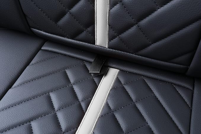 Tomatoman Tacoma Truck Rear Seat Covers 2005-2024 2025 2026 Access Double Cab TRD Sport Offroad Limited SR5 V6 Back Car Cushions with Waterproof Faux Leather(Rear Seat/Black-White)