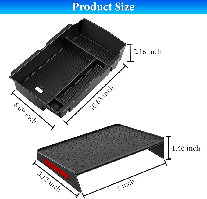 YPHUIKI 2PCS Center Console Organizer Compatible with Honda CRV 2023 2024 2025 2026 Accessories CR-V Hybrid Sport Armrest Storage Box Organizer Tray ABS Material